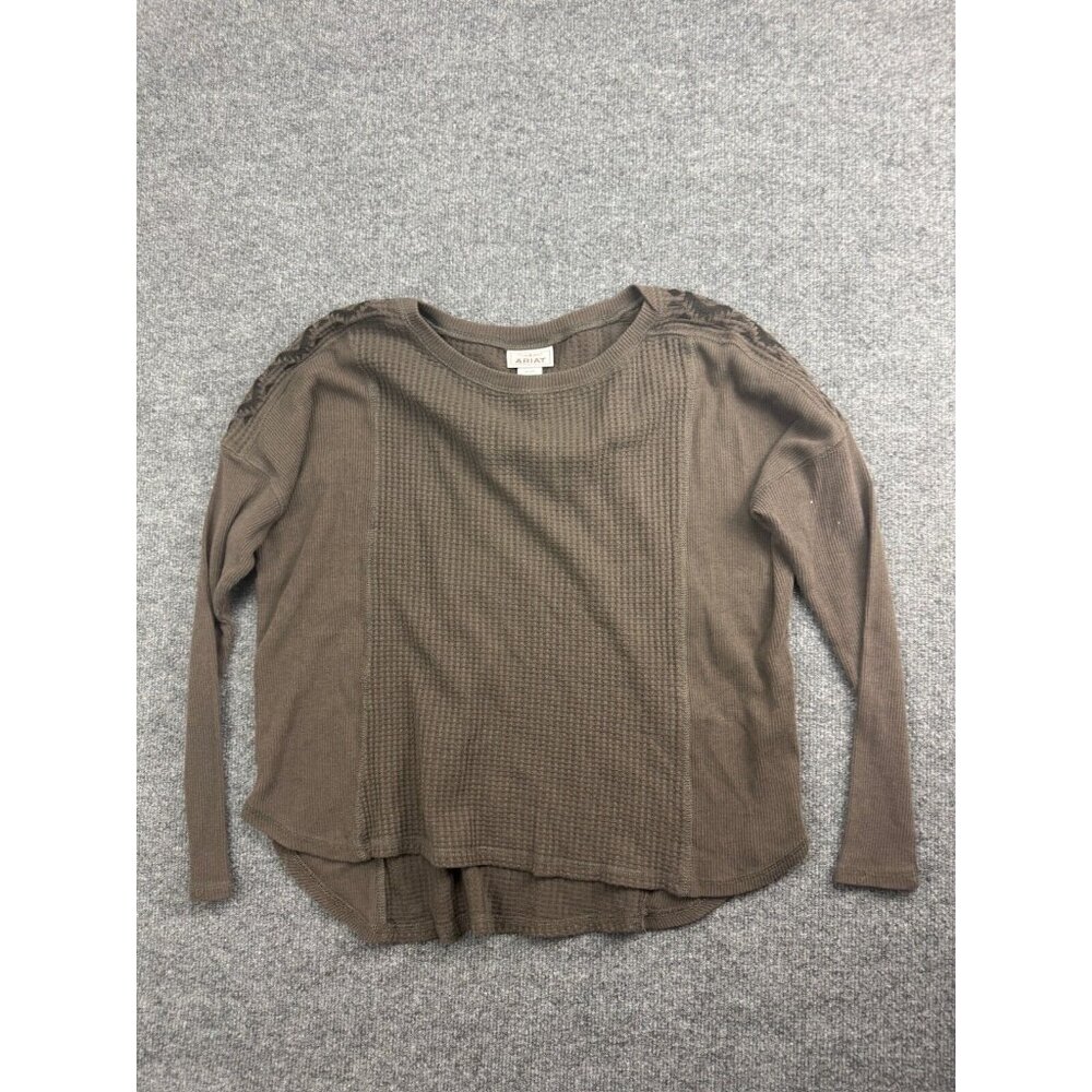 Ariat Women's Olive Brown Waffle Knit Crewneck Sweater